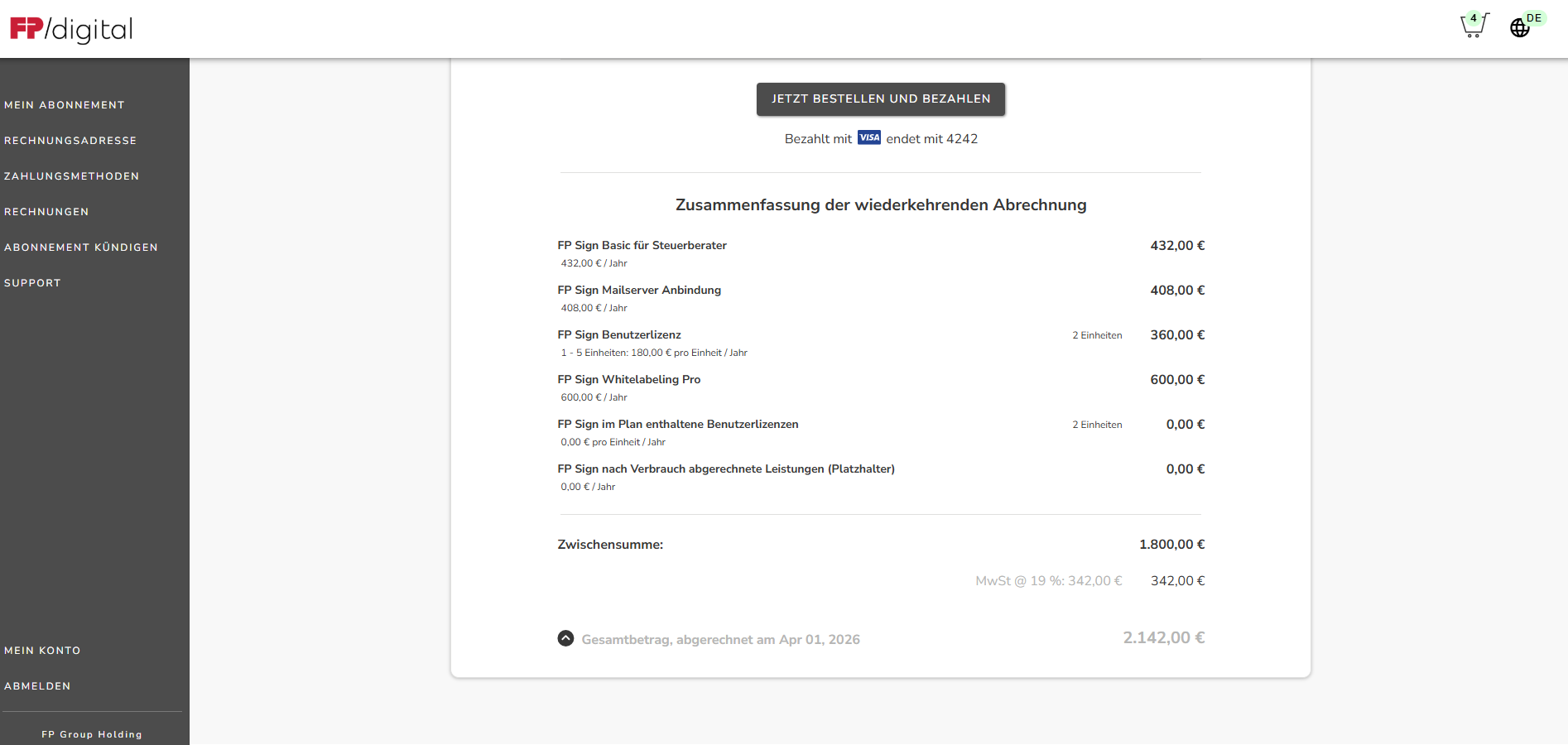 Zusammenfassung Rechnung